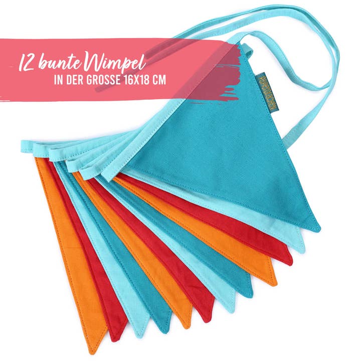 Cordão de bandeirinhas - laranja menta - conjunto com 3 unidades por atacado de Papierdrachen