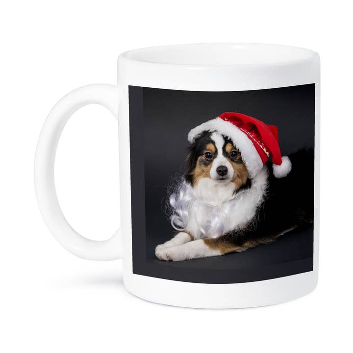 3dRose – wholesale Kaffekoppar – 3dRose, Miniatyr- eller Leksaks-Australian Shepherd-valp med tomteluva, skägg, mugg8