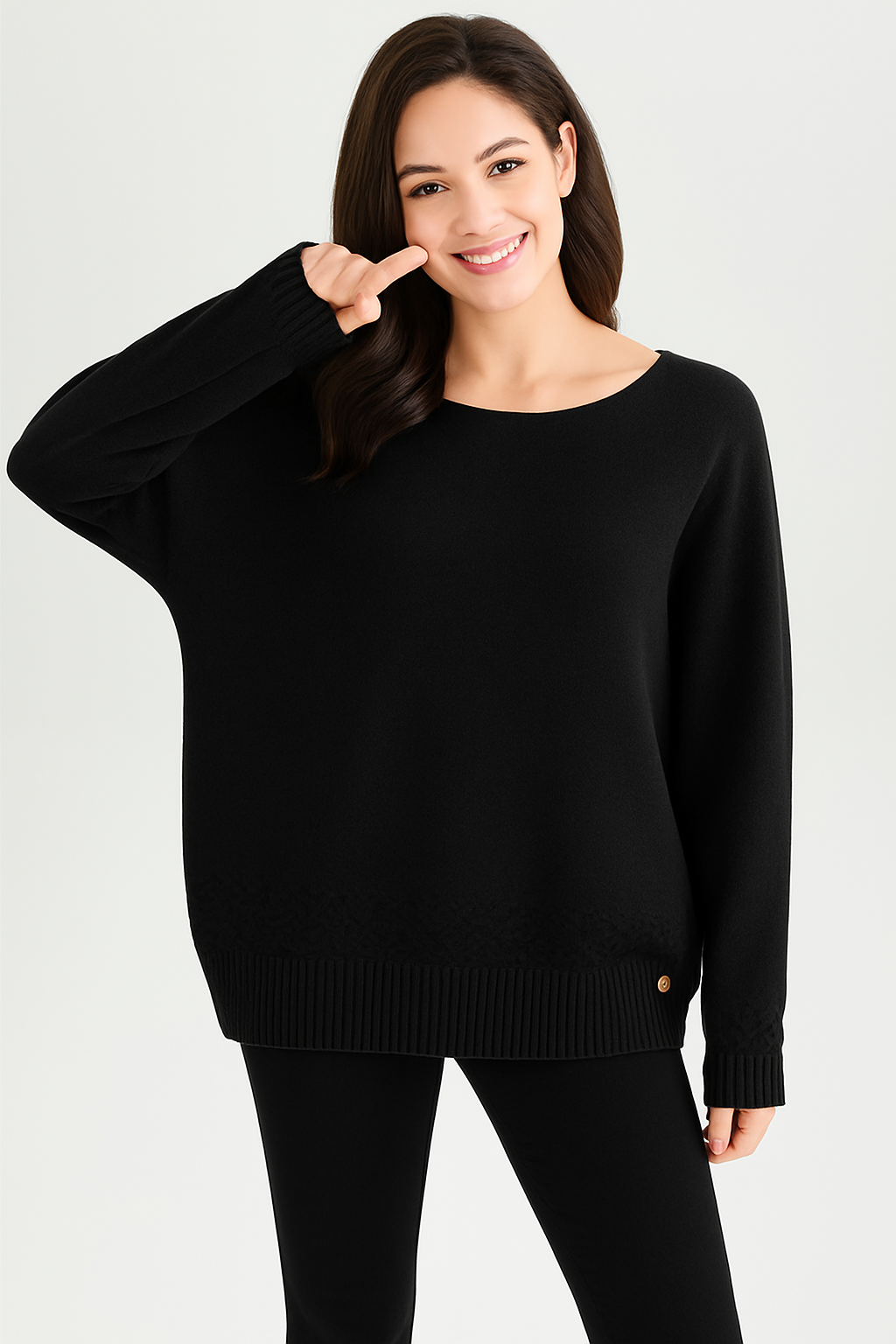 Lucy Sparks – wholesale Knitted jumper – Women′s – SOFT KNIT JUMPER WITH CHEVRON HEM DESIGN1