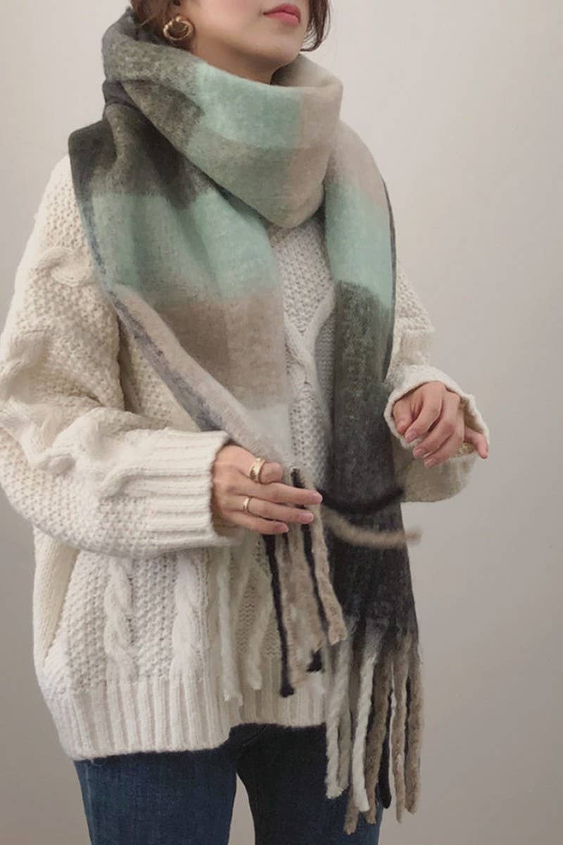 NINEXIS - Wholesale Scarf - Women's - CWASC03407_COLOR PLAID FUZZY WARM SCARF WINTER THICK SHAWL10