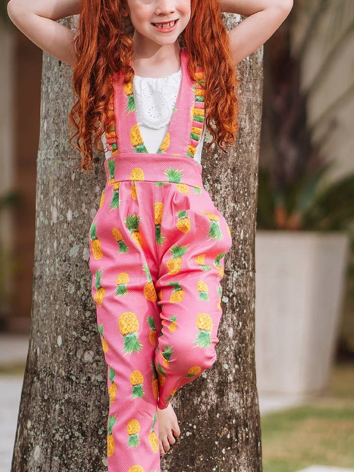 Overall Pants With Pineapple Print. for wholesale by I Am...Just For Little