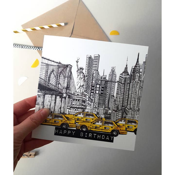 Katie Clement Illustration - Vendita all'ingrosso Biglietti di auguri - Biglietto di compleanno con skyline di New York6