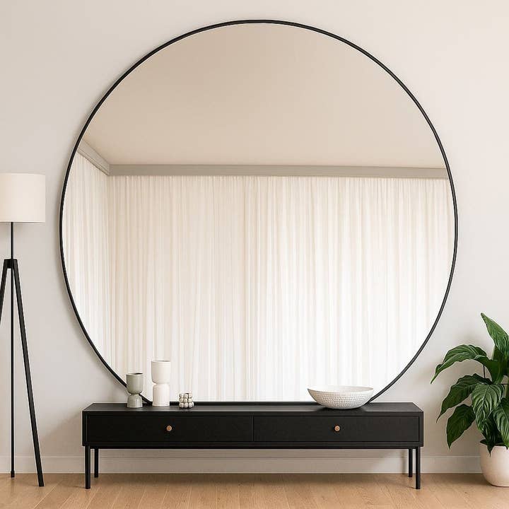 Rei - Large Round Black Metal Circle Mirror - 180cm x 180cm for wholesale by Jobu Home