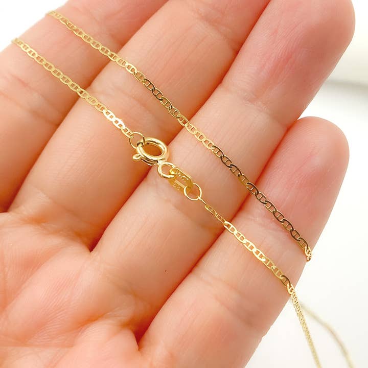 035FLP1BBT2. 14K Solid Gold Flat Marina Necklace for wholesale by Tresor Jewelry Inc.