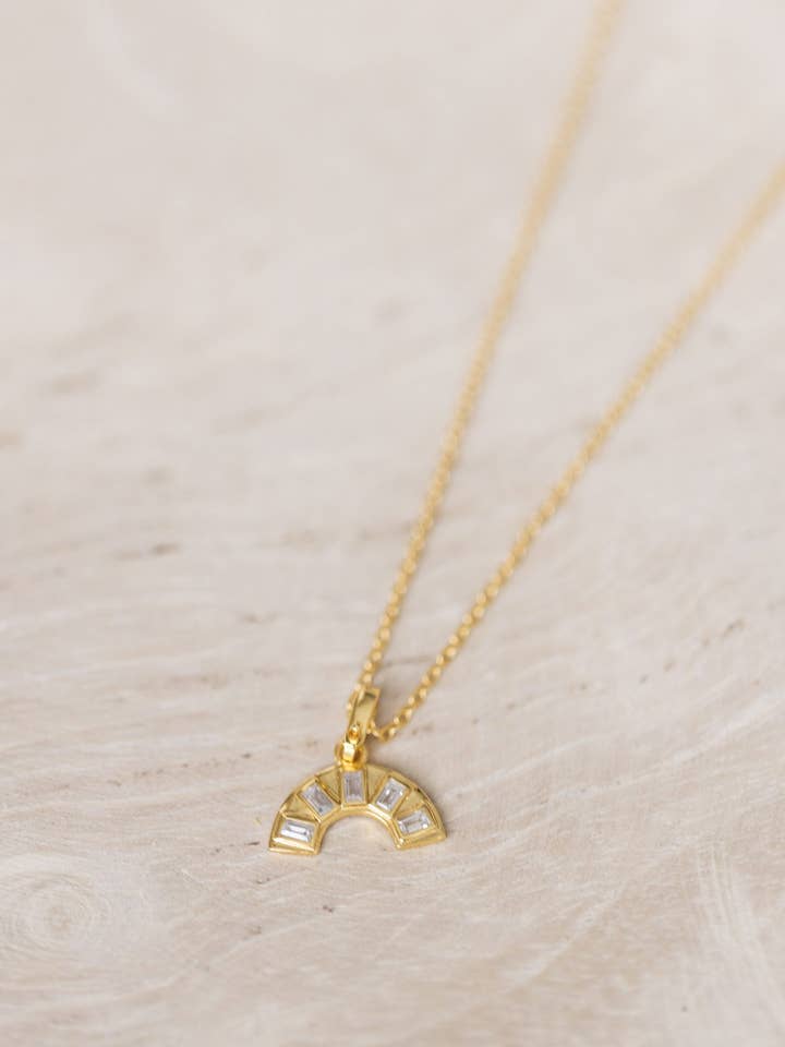 Gold Crystal Rainbow Necklace for wholesale by Coast and Cove