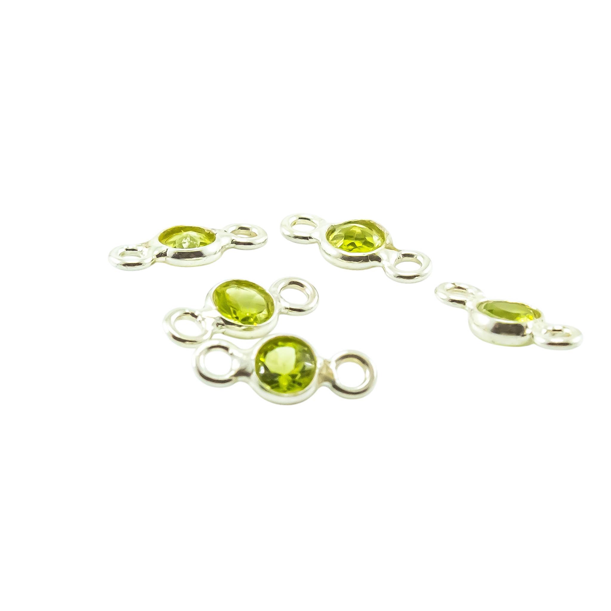 Quasar Gems USA – wholesale Beads – Peridot Gemstone Sterling Silver Connectors 1Pcs or 5Pcs2