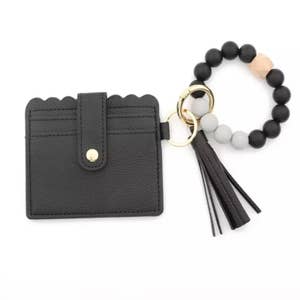 Visland Multifunctional Bangle Key Ring Card Holder Faux Leather