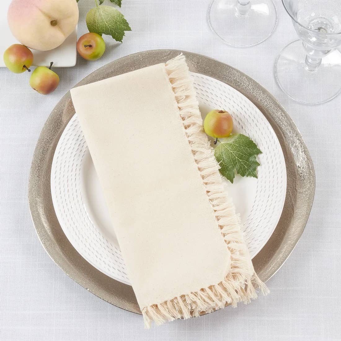 Fennco Styles - Wholesale Dinner & Cloth Napkin - Fringed 20" Cotton Dinner Napkin3