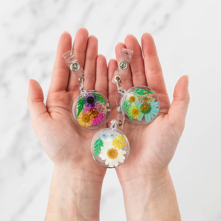 Real Flower Badge Reel for Nurse, Doctor, Therapists Teacher for wholesale by Succulent Kreations