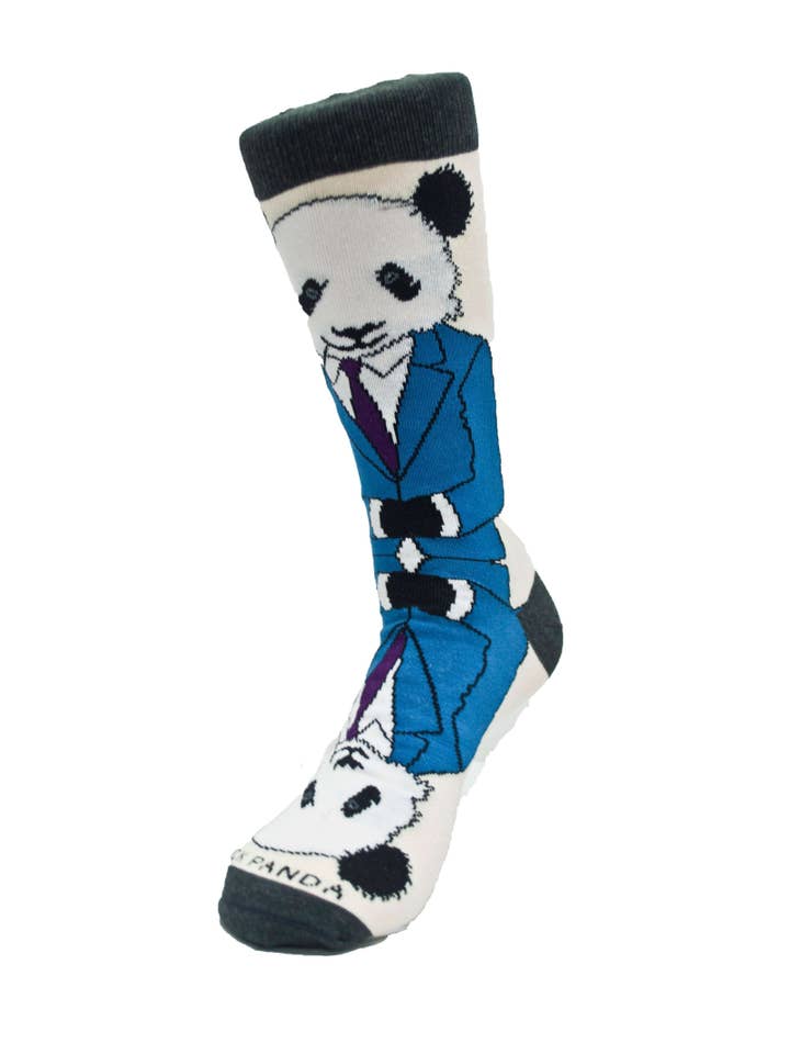 Sock Panda - Wholesale Socks - Unisex - Dignified Reflective Panda Wearing a Suit Socks (Adult Large)