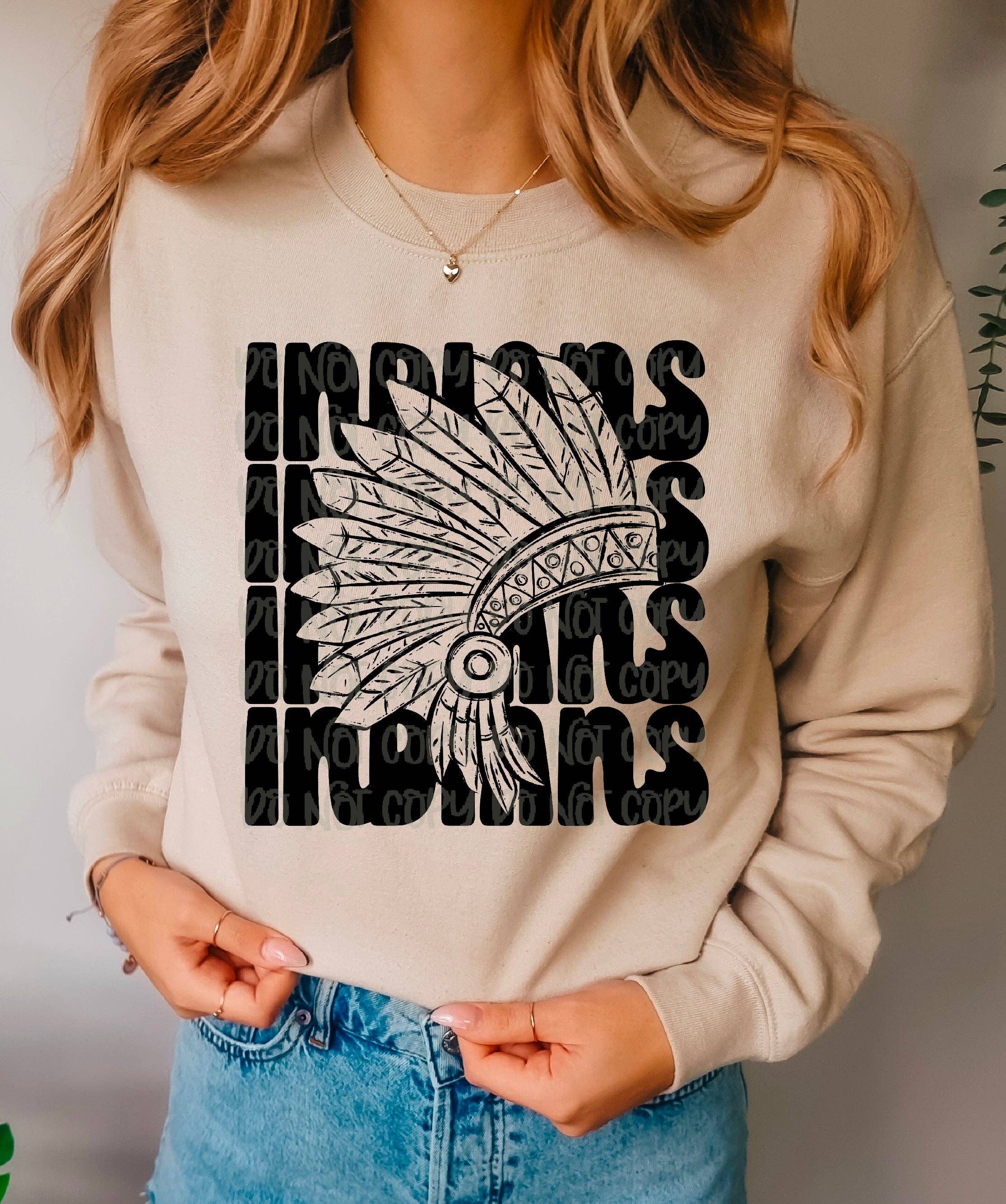 K and M Designs - Vente Transfert pour sublimation - Transfert DTF de la mascotte Stacked Indians0