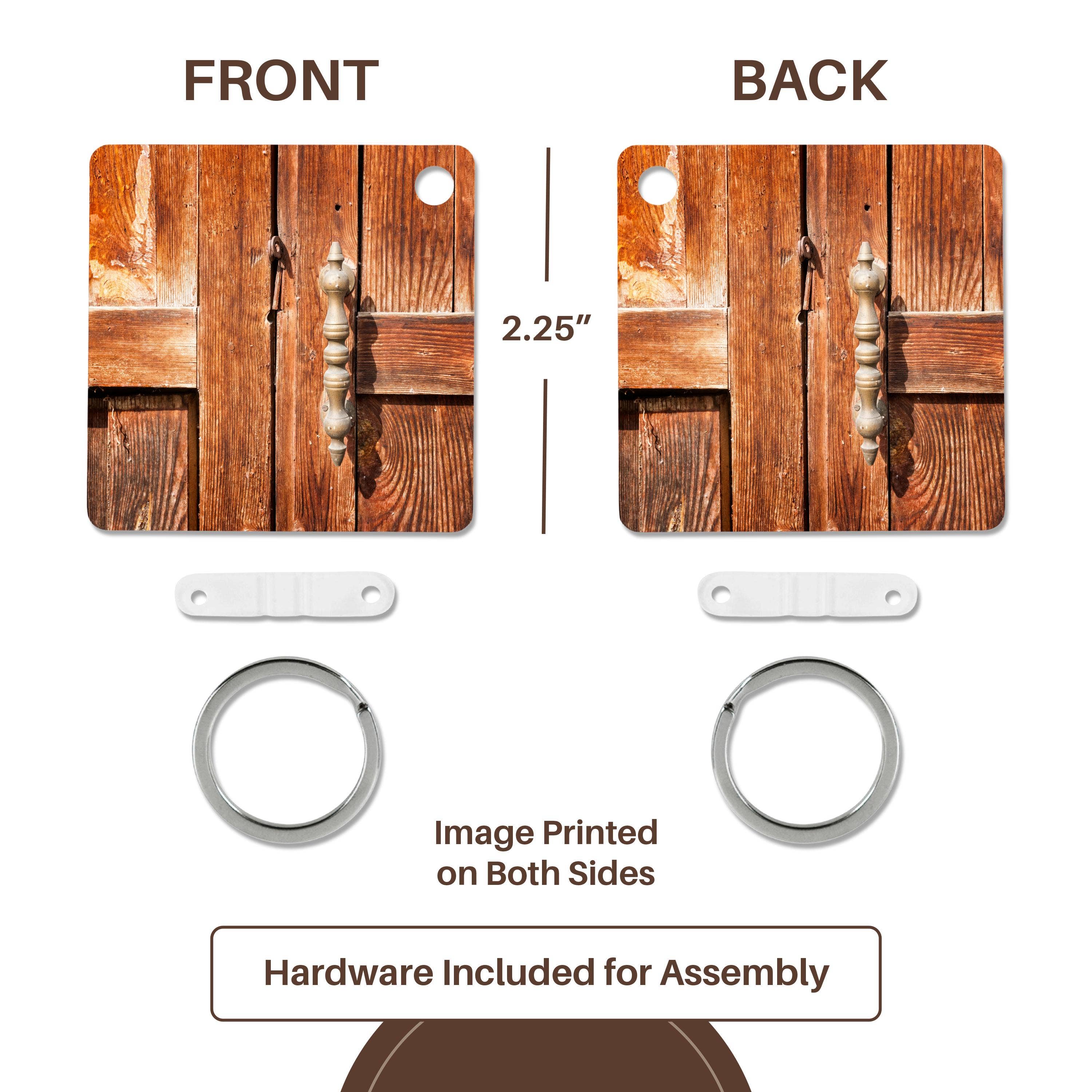 3dRose - Wholesale Keychain - Unisex - 3dRose, Old wooden door with a handle, Key Chain4