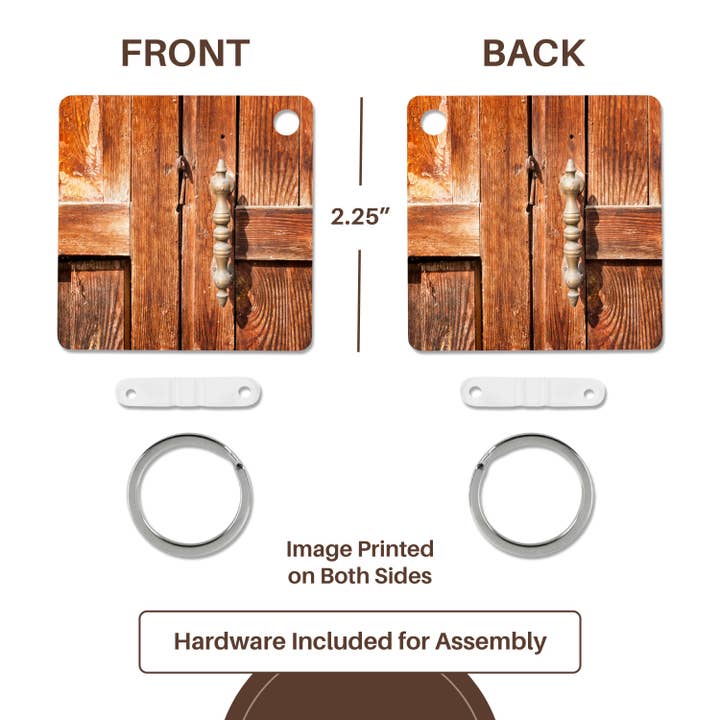 3dRose - Wholesale Keychain - Unisex - 3dRose, Old wooden door with a handle, Key Chain4