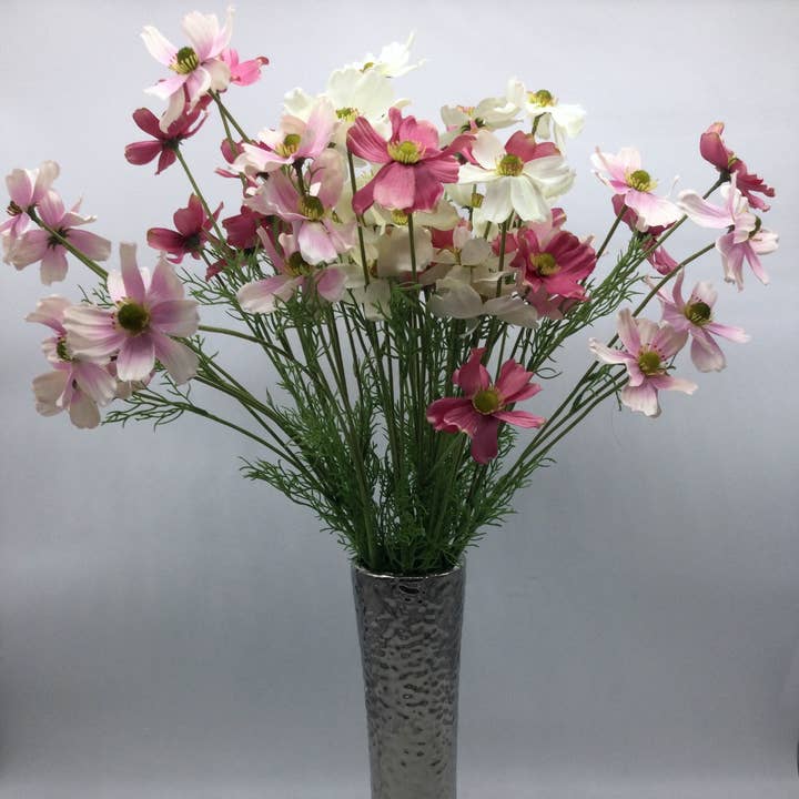 Mezu Silk Flowers – wholesale Artificial flowers – Artificial White Cosmos Daisy Silk Spray Stem