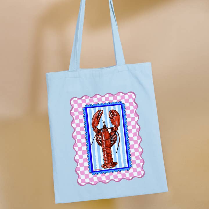 Lobster Graphic Printed Tote Bag for wholesale by Arttbyannie