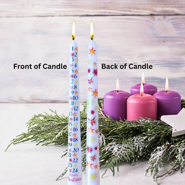 Designs by Michaela - Wholesale Tapered Candle/Candlestick - Advent Candle, Christmas Taper Candles, Religious Decor
