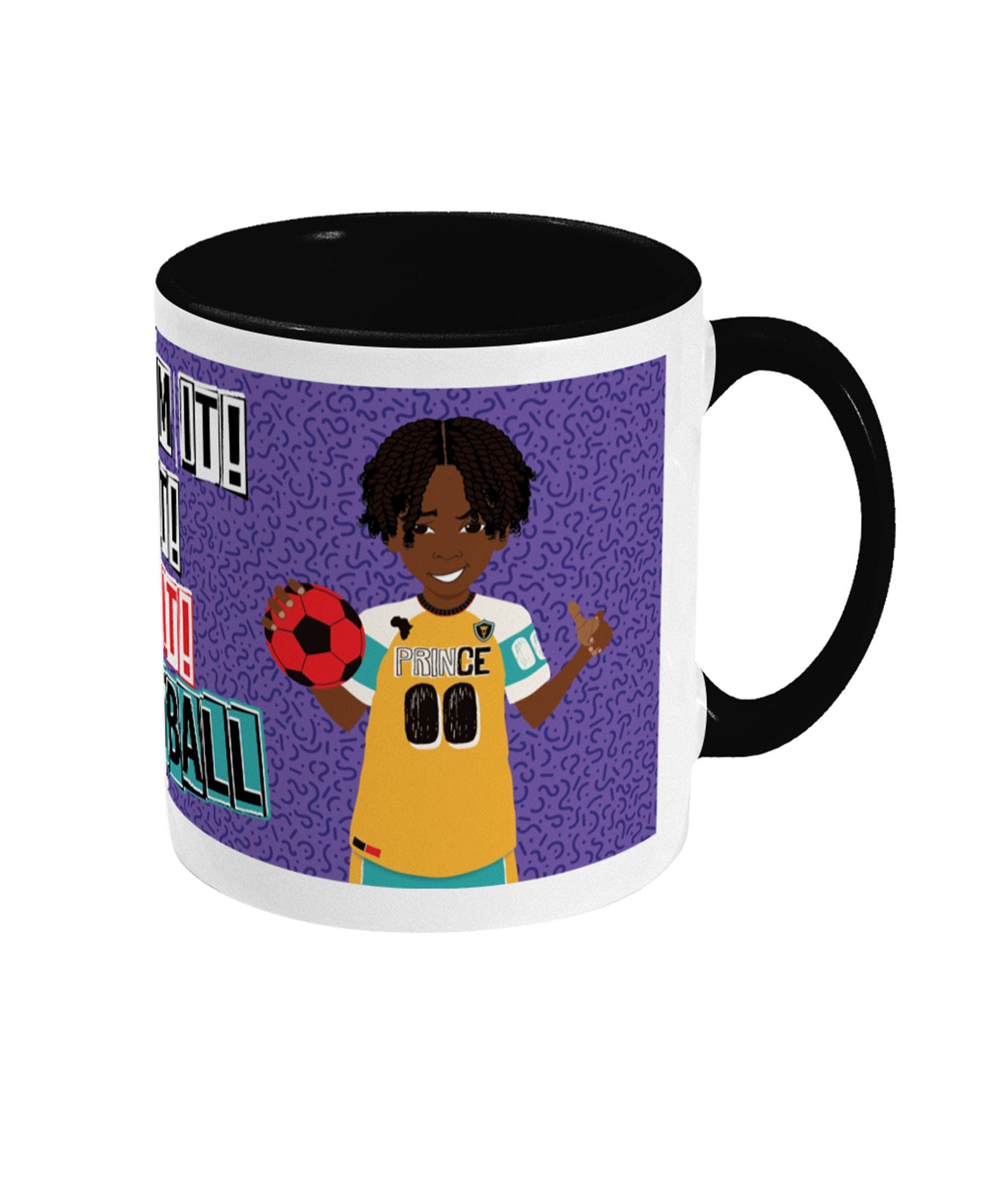 White Black Kyrese - Footballer Boys 2 toned mug | Fefus Designs for wholesale on Faire