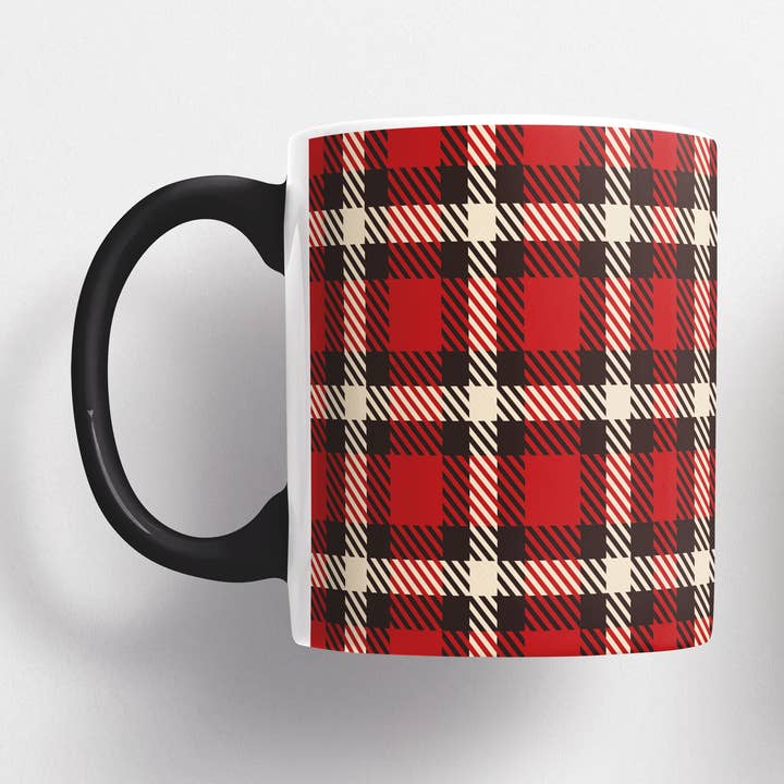 Tartan Keramische Mok 325ml - GELE/RODE VIERKANTEN voor wholesale door URBAN.ITY SRL