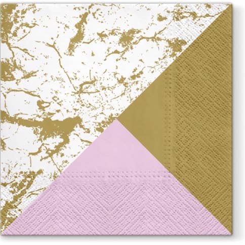 European Excellency – wholesale Disposable napkin – Marble Style Gold Pink Lunch Napkins - Decor Paper Napkins
