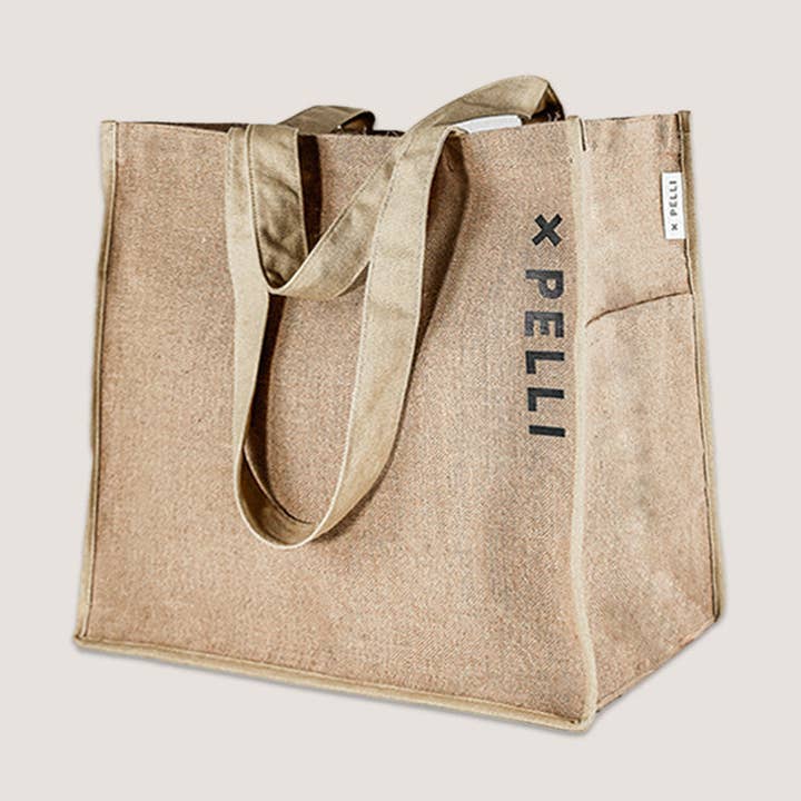 Turn the Tide - Borsa per la spesa in juta, misura media, colore naturale per la vendita all'ingrosso da parte di Pelli Bags