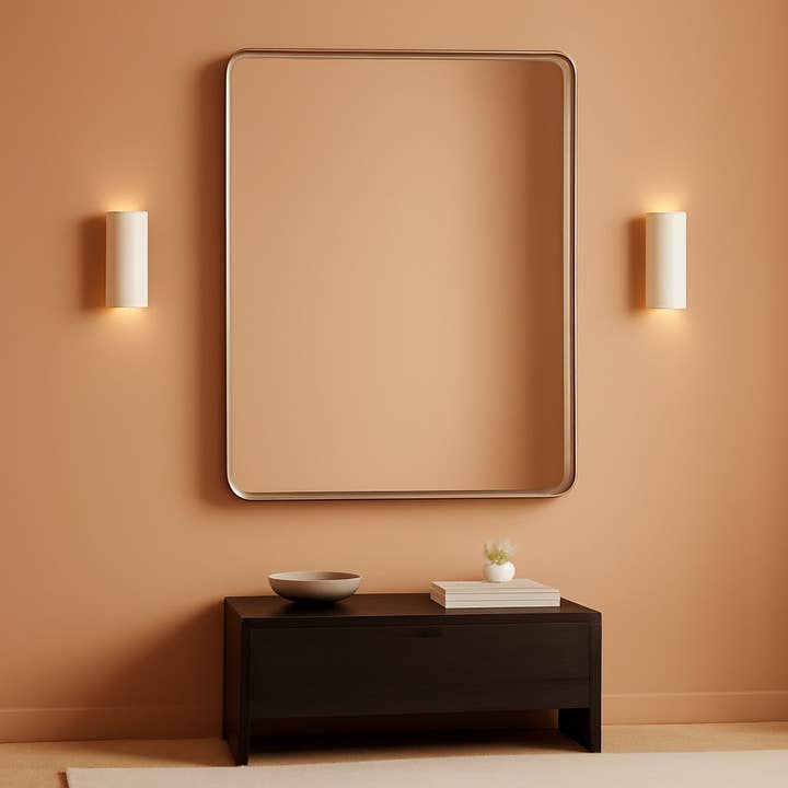 24 By 30 Inch Brushed Nickel Wall Mounted Bathroom Mirror Hangs Horizontally Or Vertically for wholesale on Faire