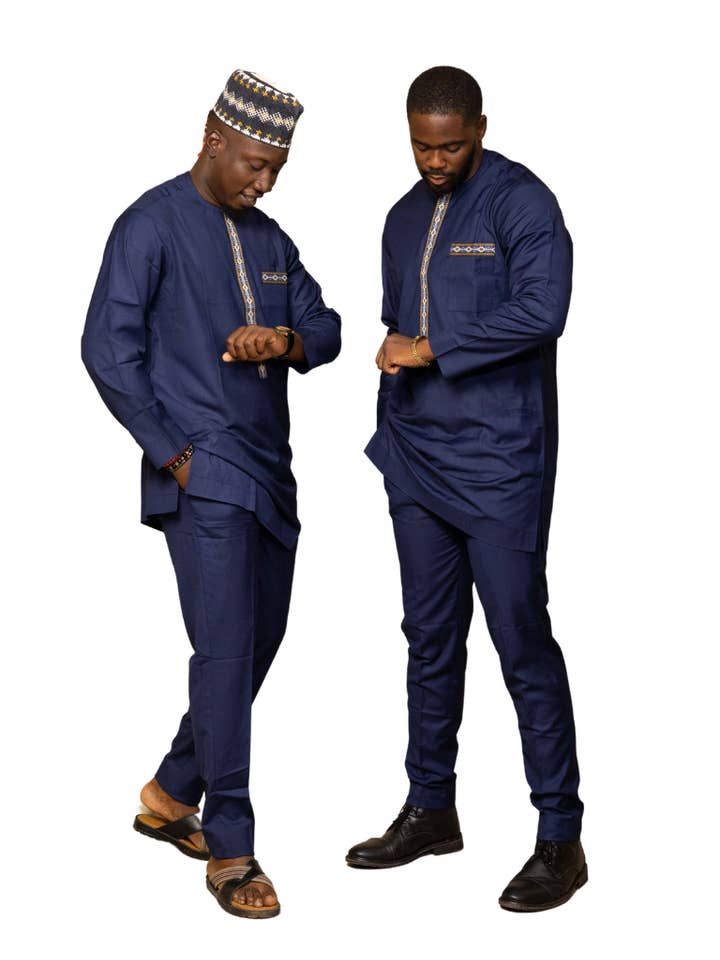 CUMO London – Engroshandel Top- og buksesæt (IKKE loungewear) – til mænd – 2 stk afrikansk print langærmet kaftan top og bukse til mænd - Chidi