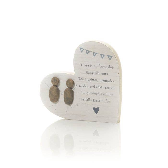 Langs - Wholesale Decorative tabletop object - Friend Heart Block Whitewashed Wood With Resin Pebble Friends
1