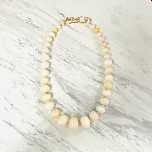 Anita K By Blushing Pink - Wholesale Beaded/Pearl Necklace - Honey Jade & Pink Coral Graduated Necklace