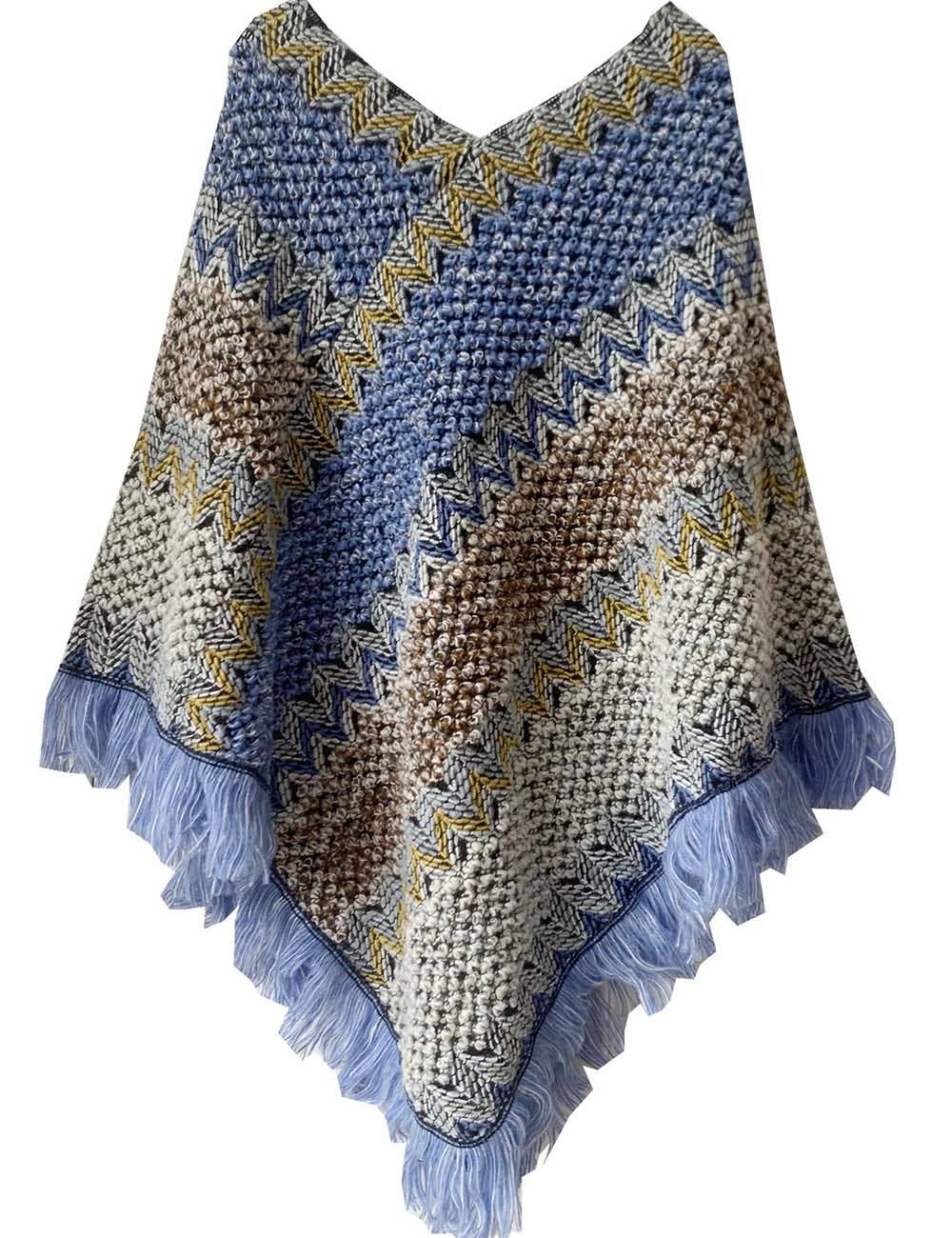 Sweetkama - Vente Poncho – femme - Châle à franges ethnique coloré chic pour femmes2