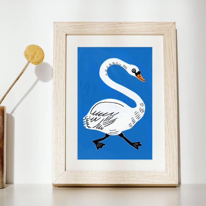 Impression illustrée de cygne en fuite pour la vente par Aviate Press