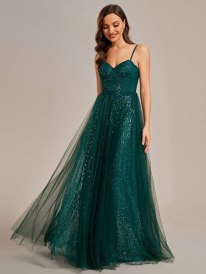 Ever-Pretty - Wholesale Gown - Women's - Exquisite Sequin Sweetheart Spaghetti Straps Evening Dress5