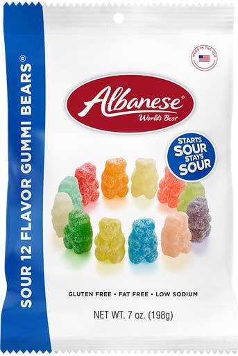 Grandpa Joe's Candy Shop - Wholesale Gummy - Albanese Sour Gummy Bears 12 Flavor, 7.0oz, 12ct Case