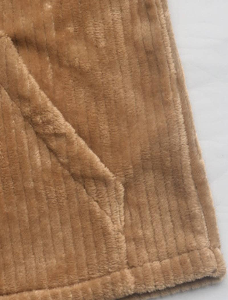 KHAKI Zip-Up Plush Jacket with Pockets for wholesale on Faire5