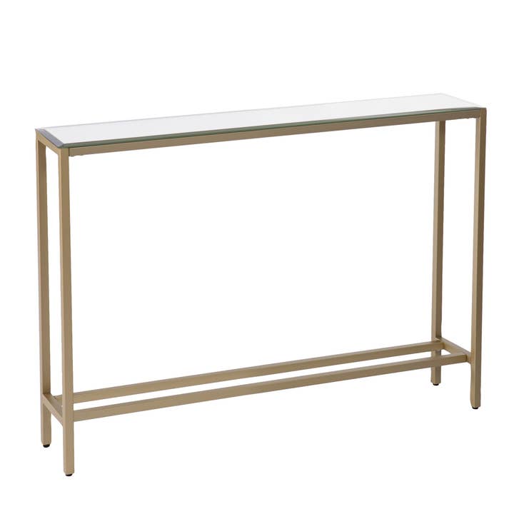 HomeRoots - Wholesale Console Table - 36" Silver and Gold Mirrored Glass Console Table1