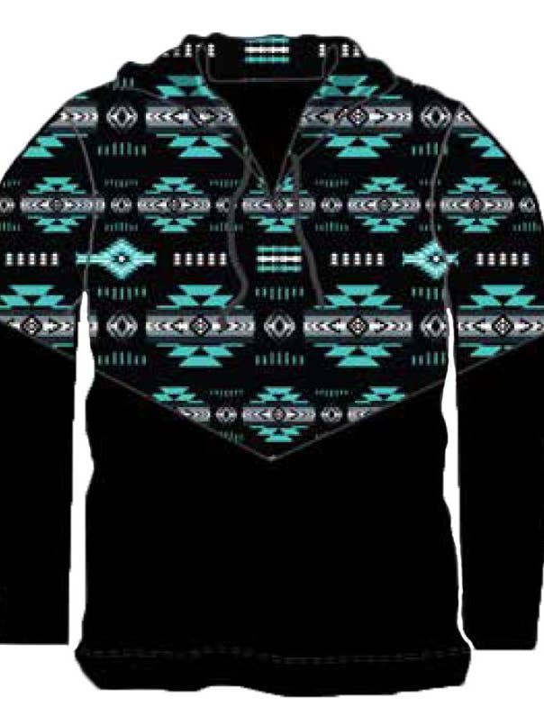 Pulôveres grandes com capuz tradicional do Sudoeste Turquiose! por atacado de El Paso Saddleblanket