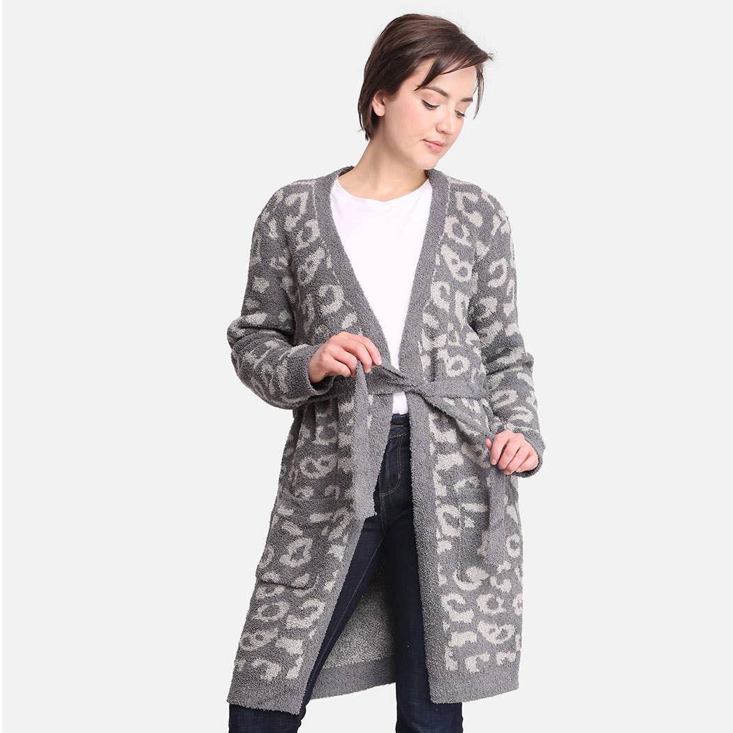 Fashion City - Venta al por mayor Bata - Mujer - Bata suave para mujer con estampado de leopardo, bolsillos y cinturón9