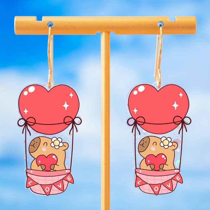 Capybara Valentine's Earrings, Hot Air Balloon Earrings for wholesale by Momenti di Vita
