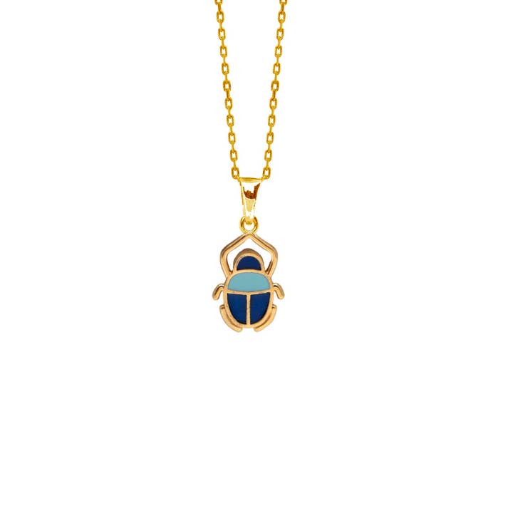 Sacred Scarab Egypt Pendant 18k Gold Plated and Enamel for wholesale by TALISMAN JEWELLERY (D&Fidanverdi, S.L.)