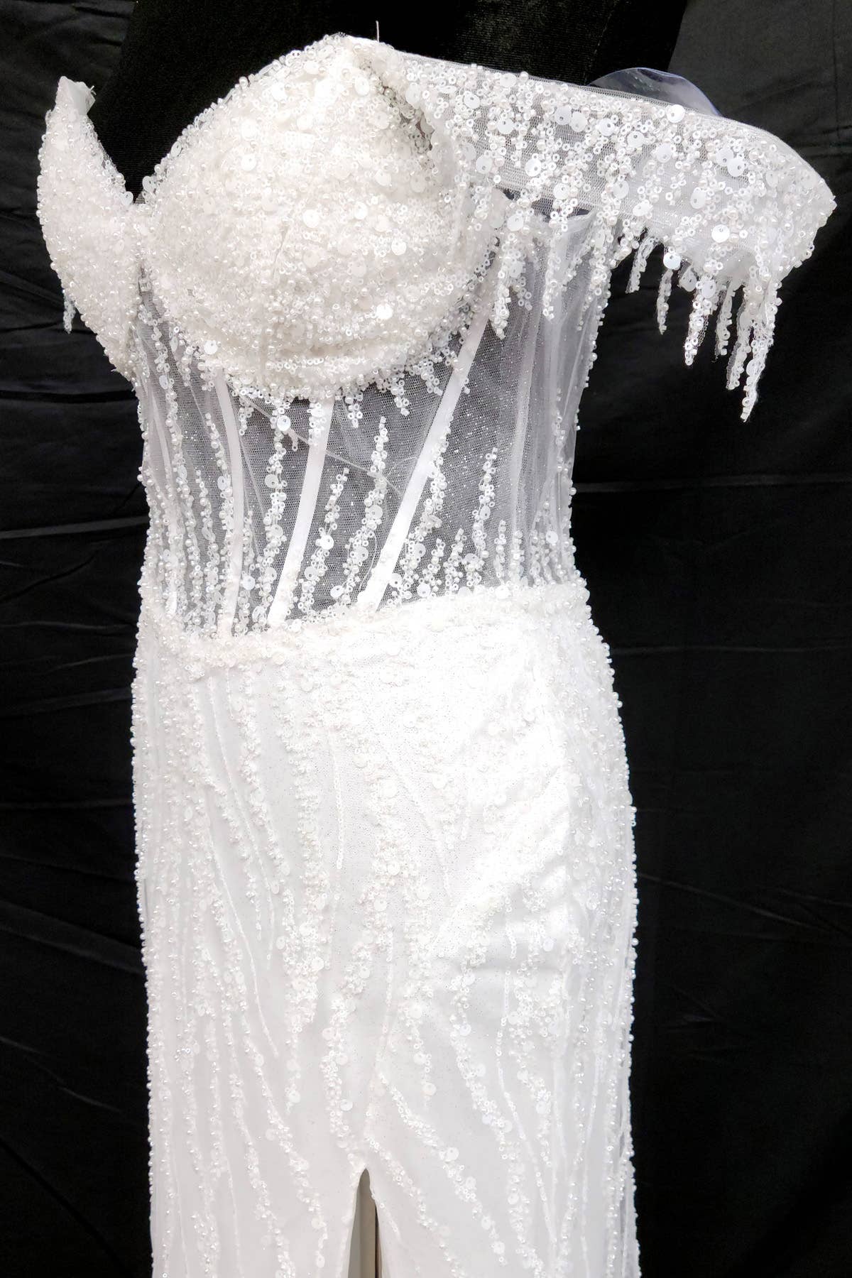 Chicas - Wholesale Gown - Women's - Off the Shoulder Sequin and Bead Long Dress C33143