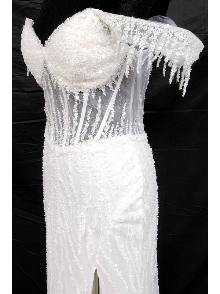 Chicas - Wholesale Gown - Women's - Off the Shoulder Sequin and Bead Long Dress C33143