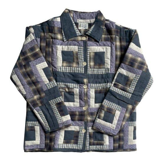 Blue Log Cabin Cotton Jacket, Unisex, Reversible,SoftStylish for wholesale by Patch Magic