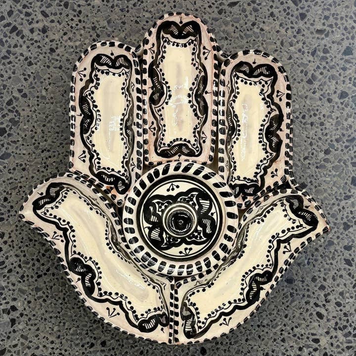 Antipastiera Mano Di Fatima In Ceramica Marocchina #1 per la vendita all'ingrosso da parte di Etnico del Mondo