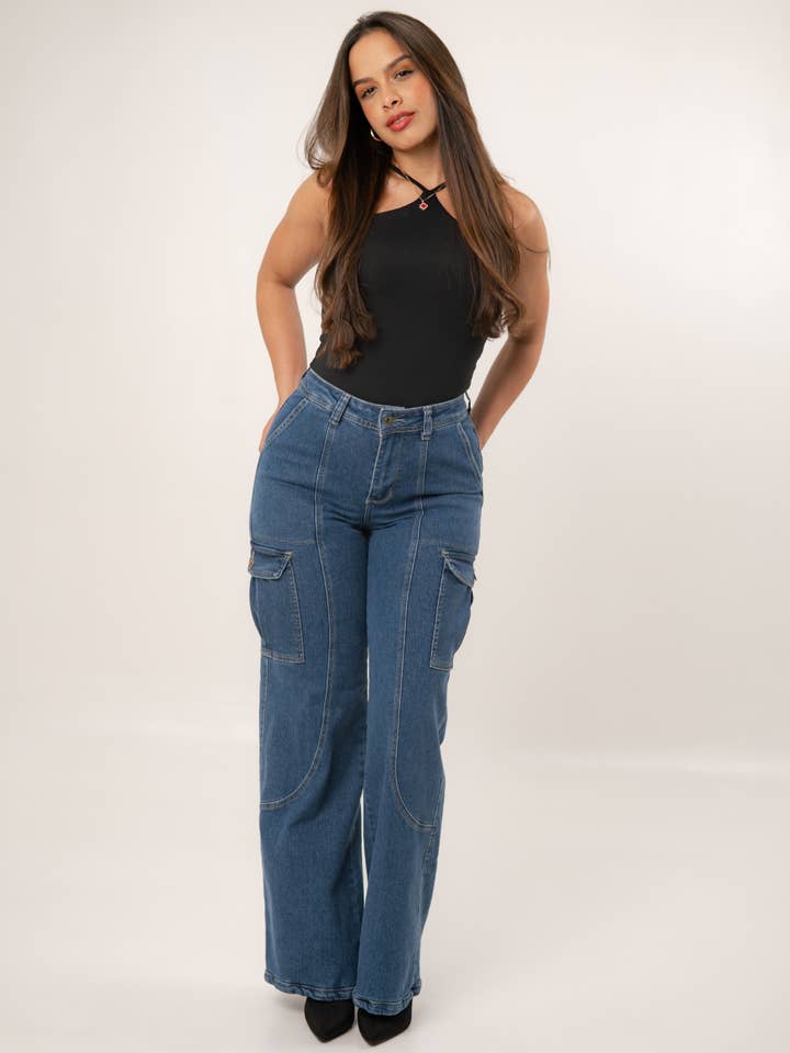 Bridger - Women's Mid Rise Cargo Jeans for wholesale by Alien