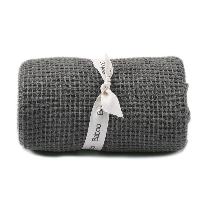 Manta de waffle gris para venta al por mayor de Baboo