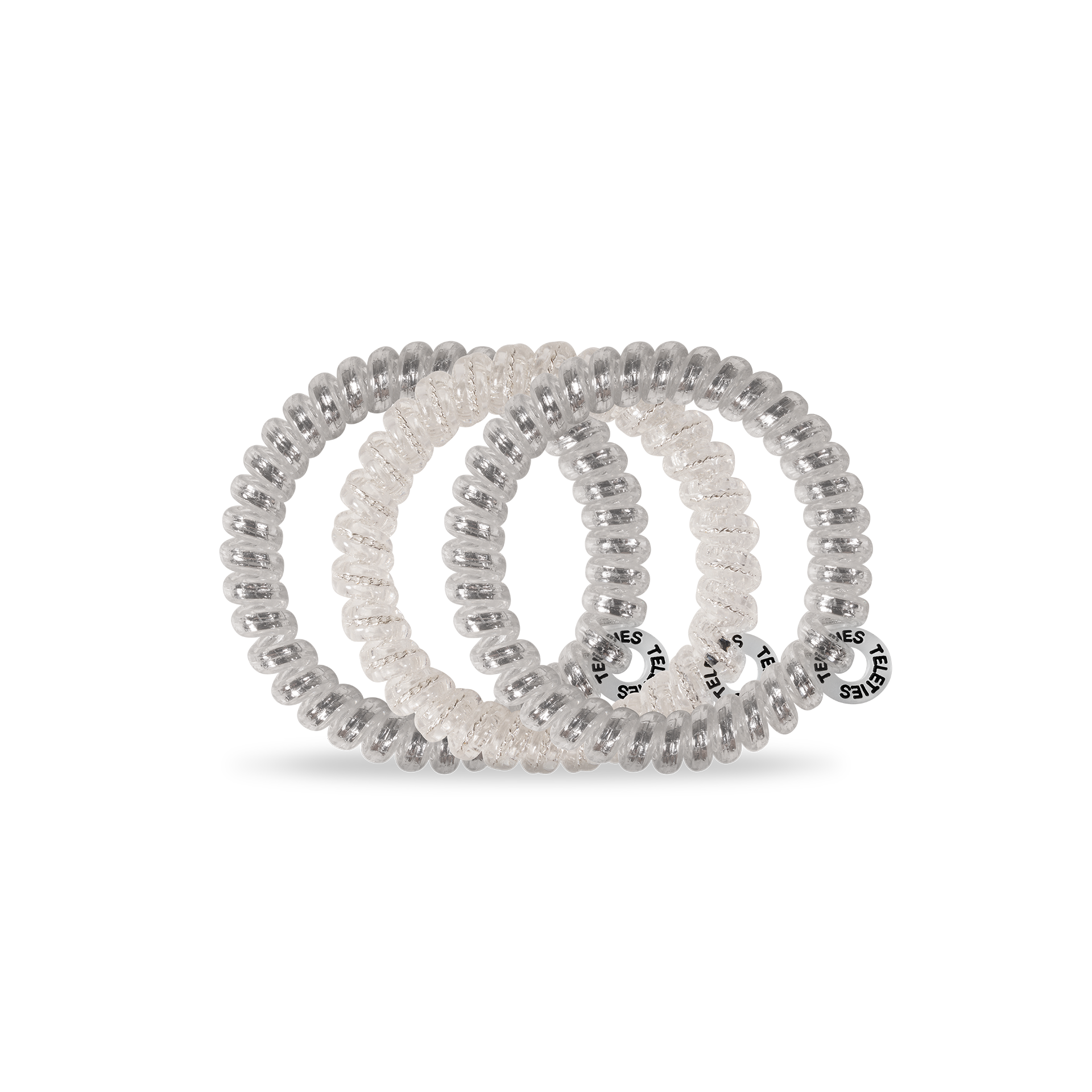 TELETIES – Elástico para cabelo - Mulher por atacado – Espirais de Cabelo | Pequeno | Prateado Laços de Cabelo1