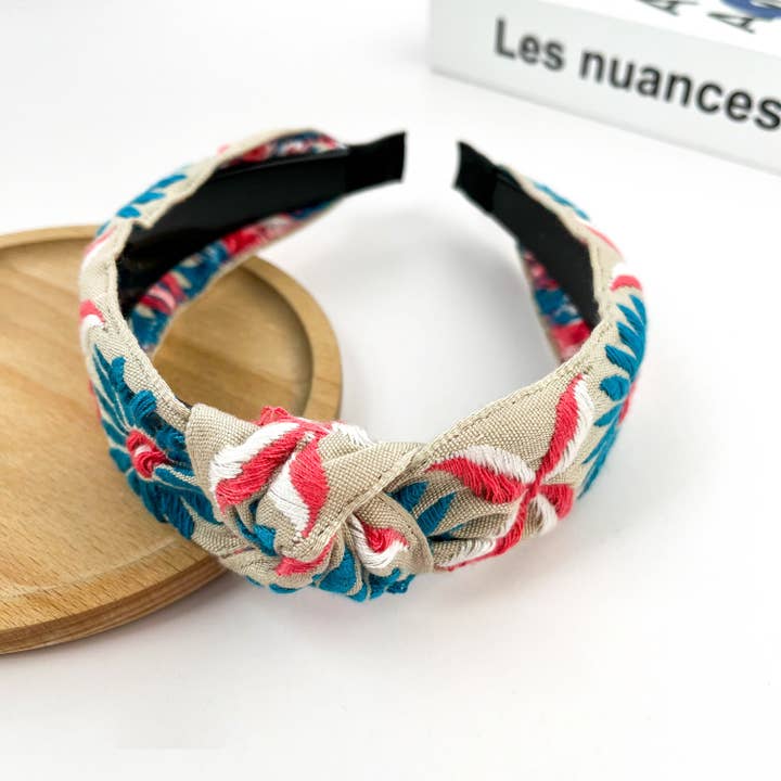 TheDivaSoap - Wholesale Fashion Headband - Women's - Boho Embroidered Knot Headband, Vintage Ethnic Style13