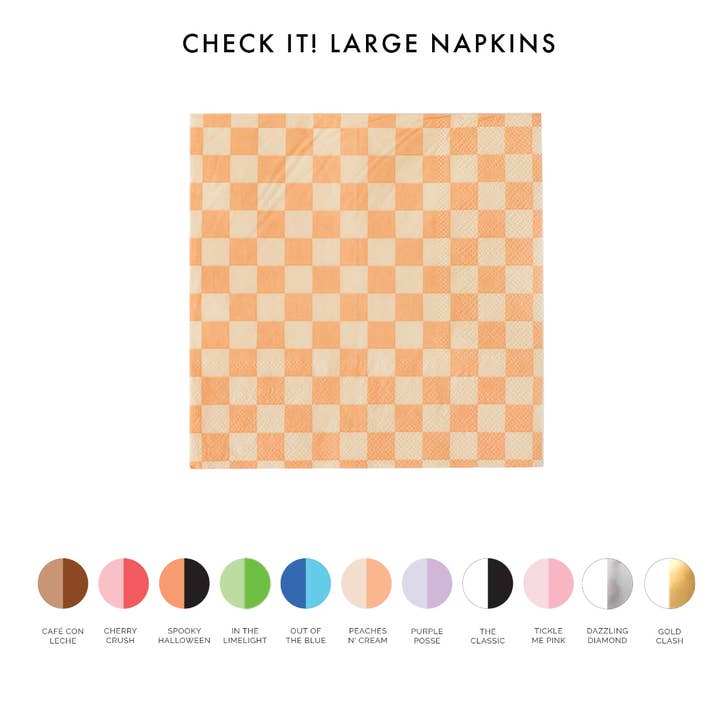 Check It! Large Napkins - 16 Pk. - 11 Color Options for wholesale by Jollity & Co. + Daydream Society