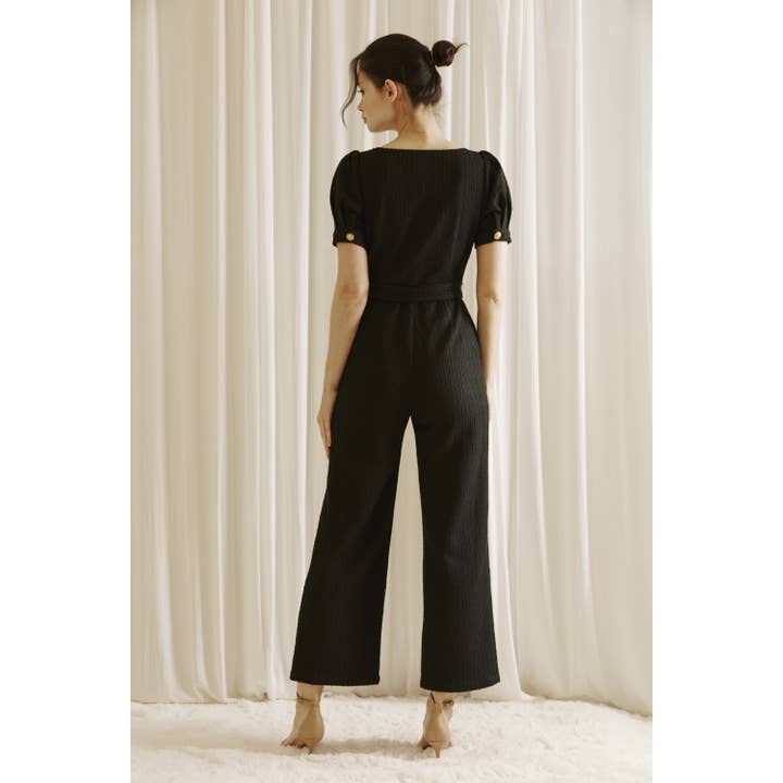 STORIA - Wholesale Jumpsuit - Women's - JJ5164- MONOCHROMATIC TEXTURED STRIPED JUMPSUIT
