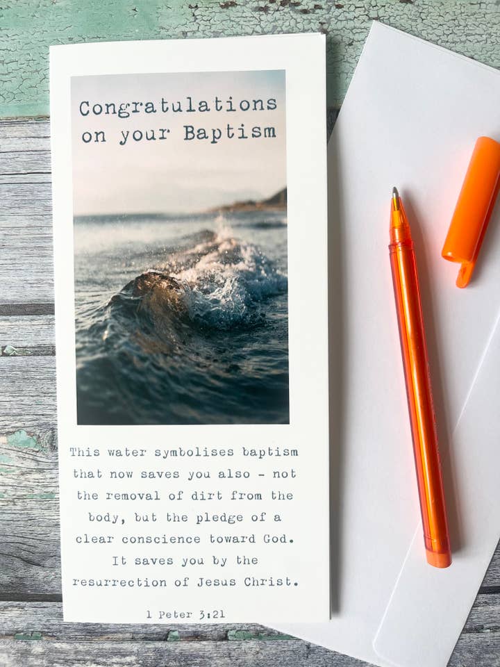 Resurrection Baptism Card 1 Peter 3:21 for wholesale by Fieldnote