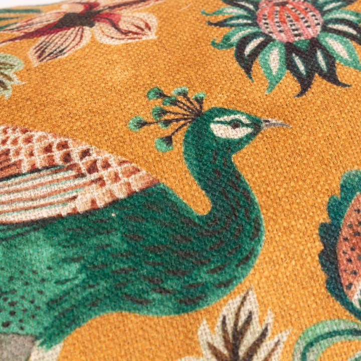 Holland Park Duo Rectangular Peacock Cushion Ochre for wholesale on Faire